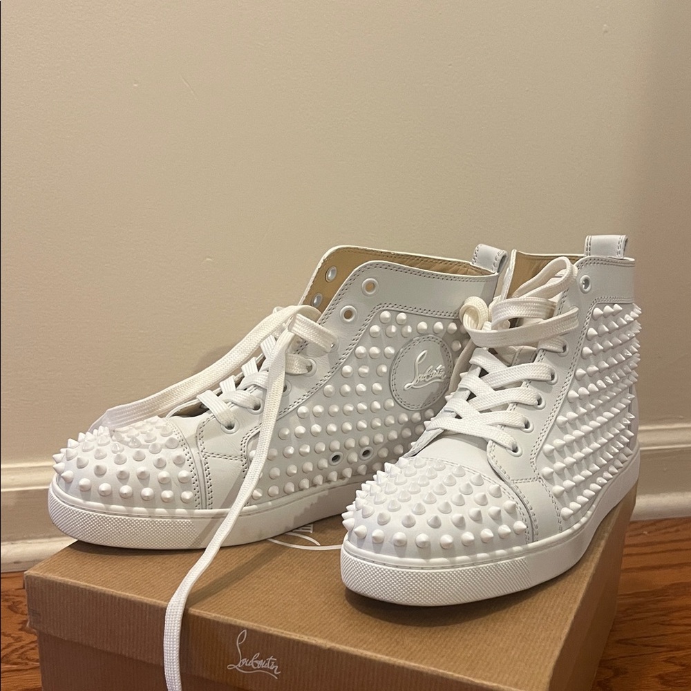 Christian Louboutin White Spiked Sneakers